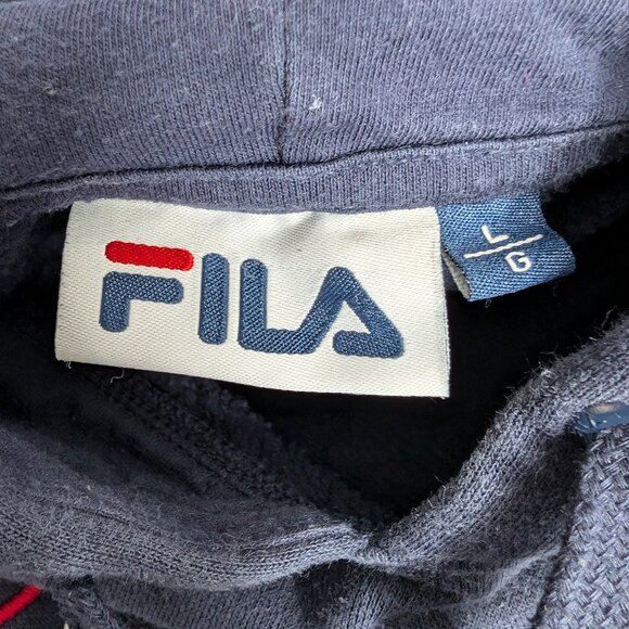 FILA Men's Classic Navy Pullover Hoodie with Drawstrings, Size Large - Picture 4 of 8